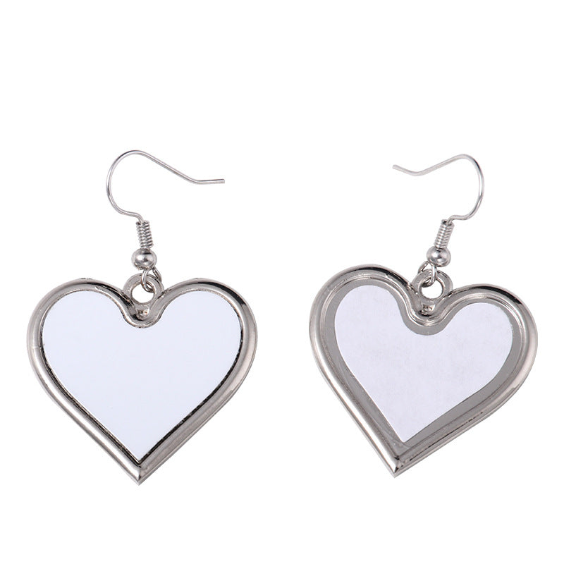 Heart-shaped Round Water Drop Triangle Square Blank Earrings