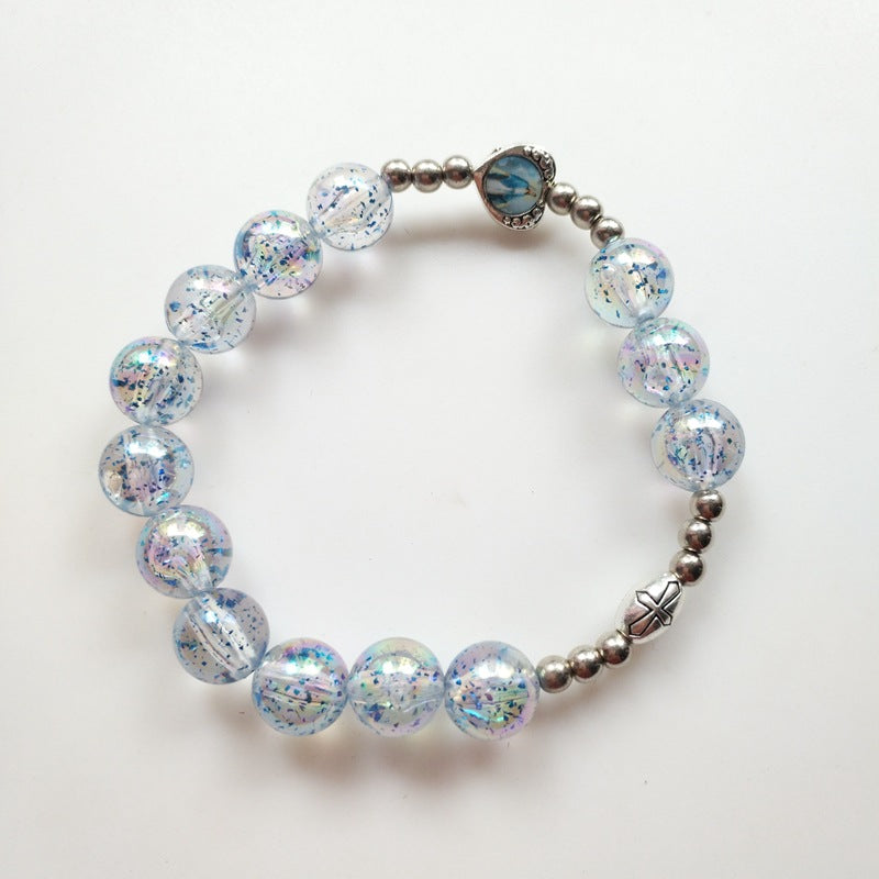 Innovative Vintage Cross Elastic Beaded Rosary Bracelets