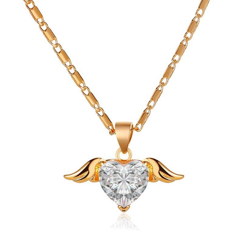 Heart Wings Female Cold Style Creative Design Heart-shaped Twin Necklaces