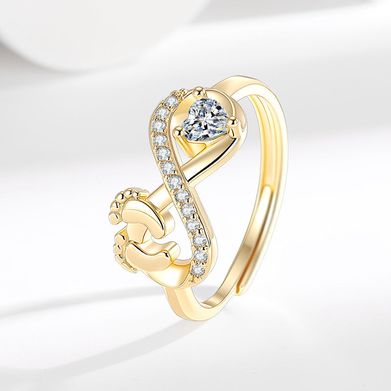 Footprints Love High Sense Index Finger Design Cute Sweet Ring