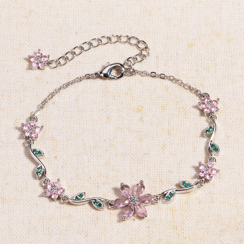 Cute Sweet Pastoral Style Love Heart Flowers Valentine's Day Bracelet