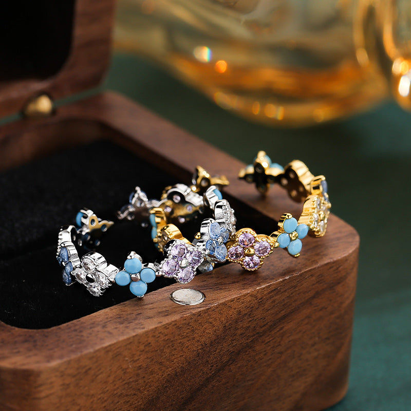 Women's Rainbow Retro Elegant High-grade Summer Sweet Rings