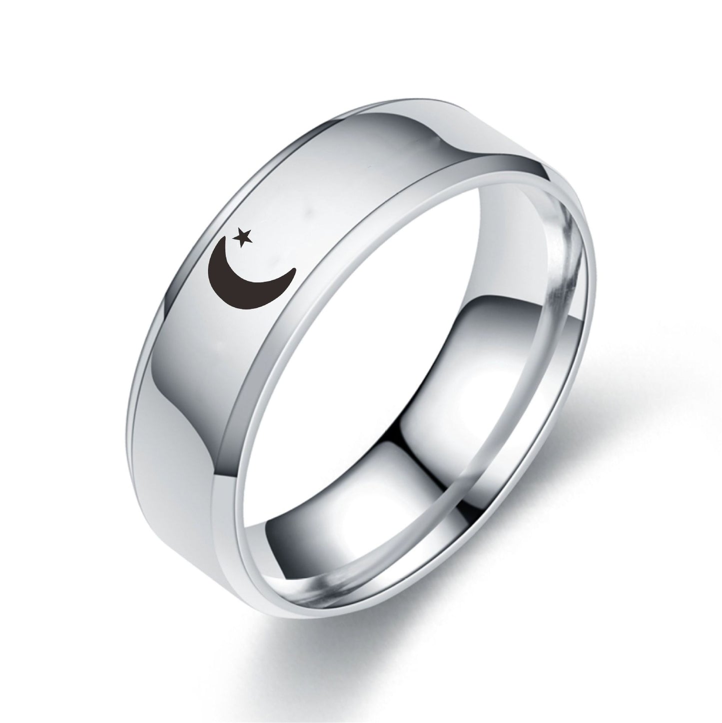 Women's & Men's Moon Sun Star Couple Titanium Steel Rings