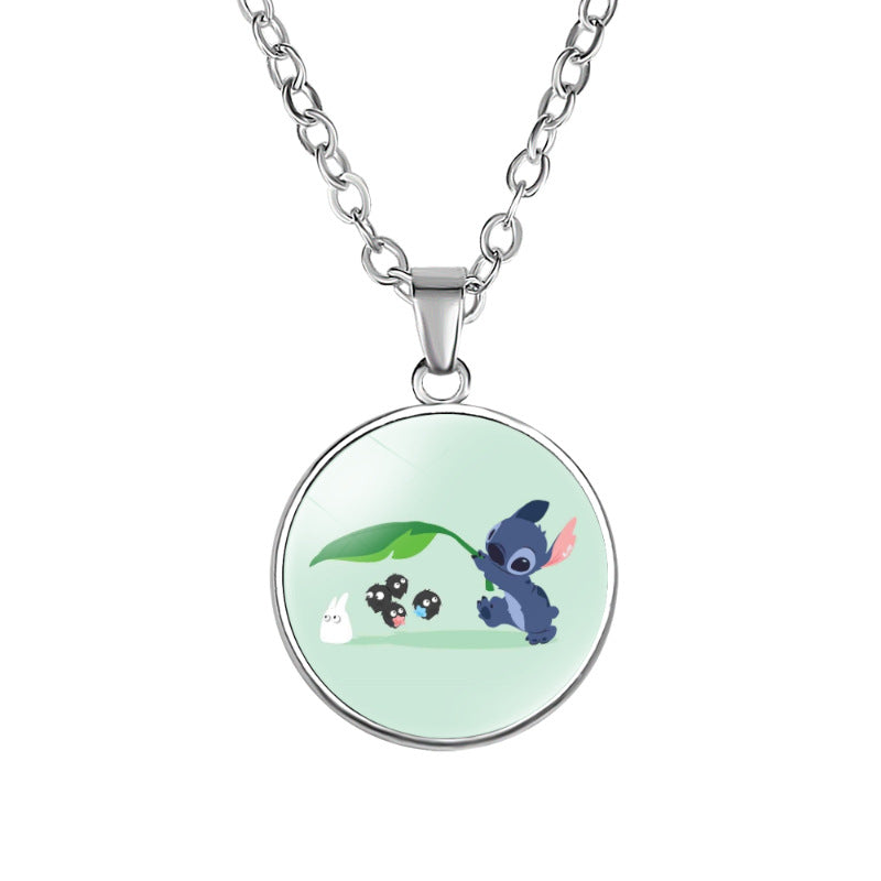 Children's Star Stitch Cartoon Pattern Time Stone Necklaces