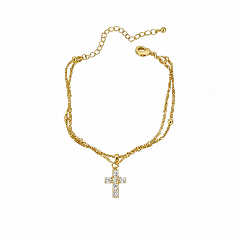 Electroplated Light Luxury Zircon Cross Retro Bracelet