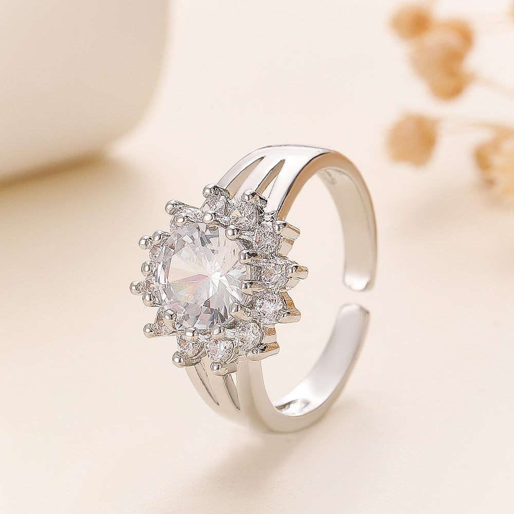 Beating Inlaid Zircon Diamond Affordable Luxury Fashion Heart-shaped Female Ring