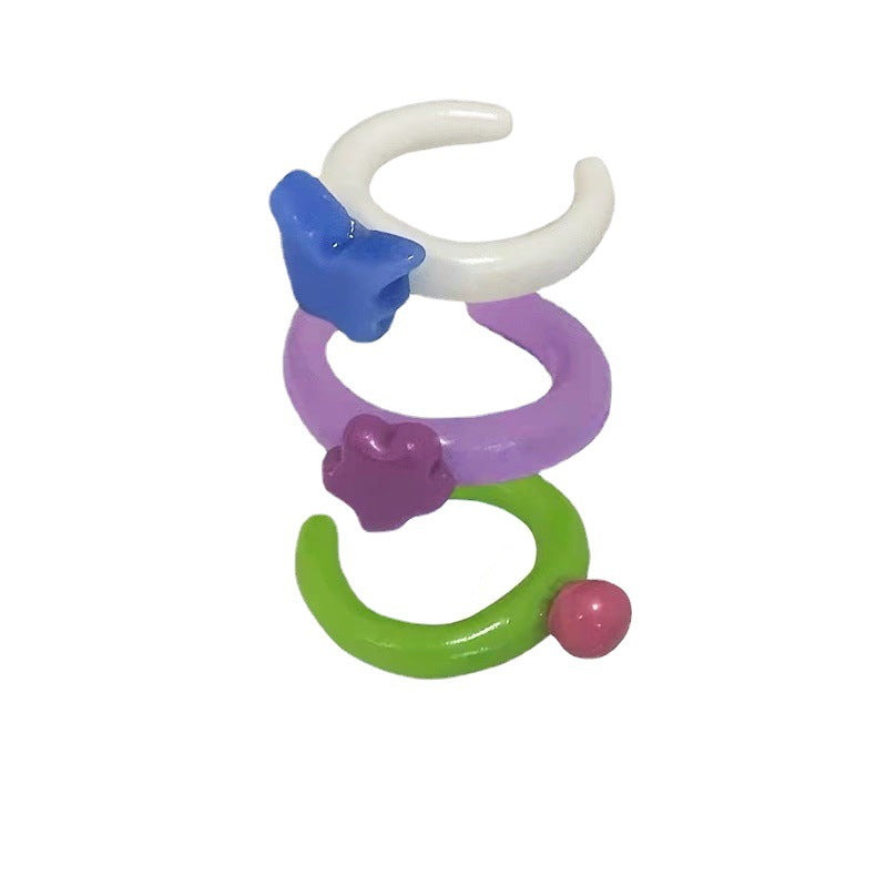 Cute Heart Resin Small Butterfly Open Adjustable Index Finger Ring