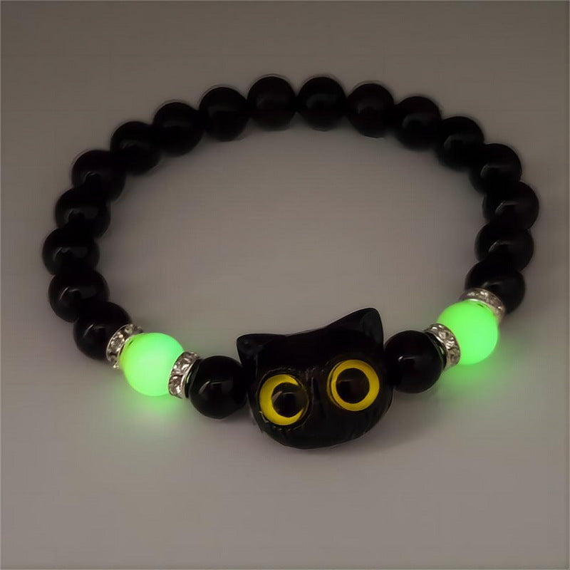 Luminous Cheese Kitty Black White Couple Gift Bracelets