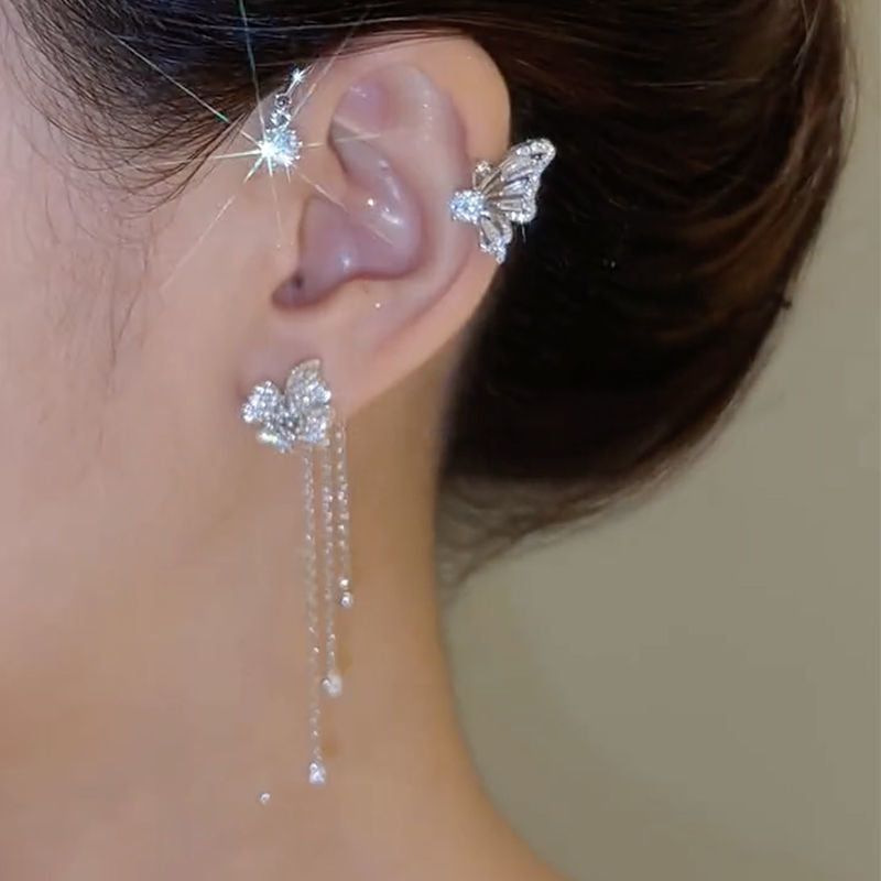 Butterfly Tassel Zircon Ear No Pierced High-grade Earrings