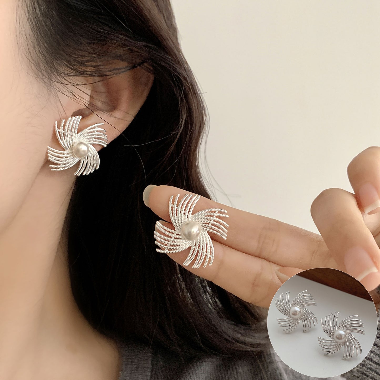 Sunflower Ray Female Exaggerated Hip Hop Sweet Cool Design Earrings