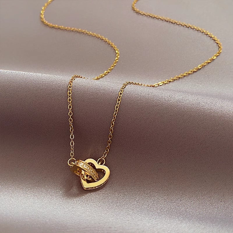 Women's Gold-plated Heart-to-heart Printed For Light Luxury Necklaces