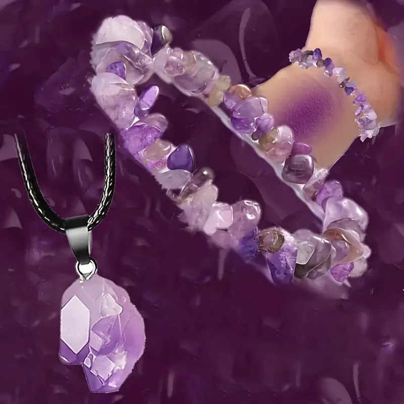 Stone Amethyst Crystal Bud Irregular Rough Necklaces