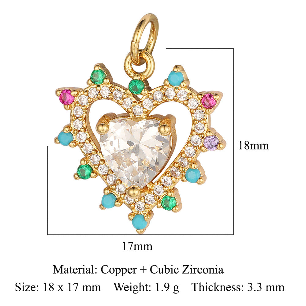 Key Lock Copper Zircon Dark Pattern Pendants