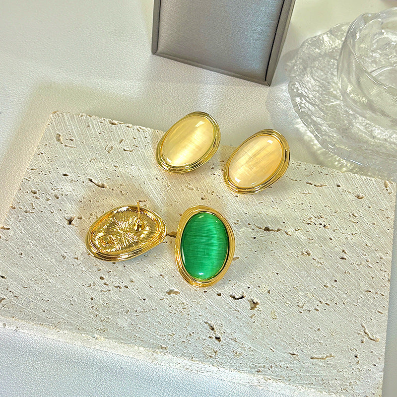 Court Opal Bean-shaped High Sense Female Niche Elegant Rings