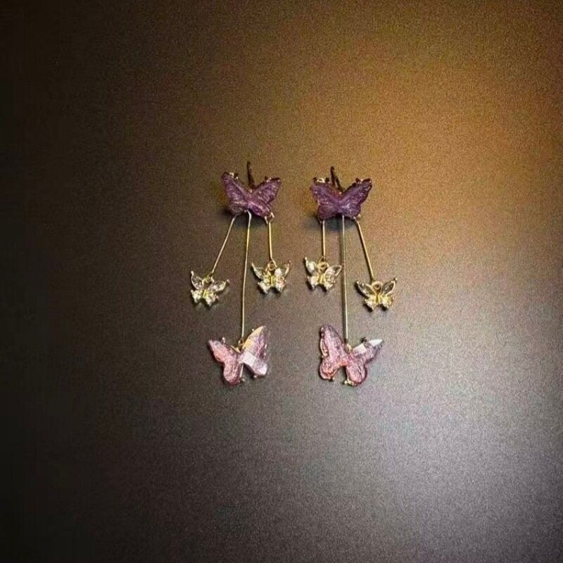Vintage Pink Geometric Sweet Flowers Ear Stud Earrings