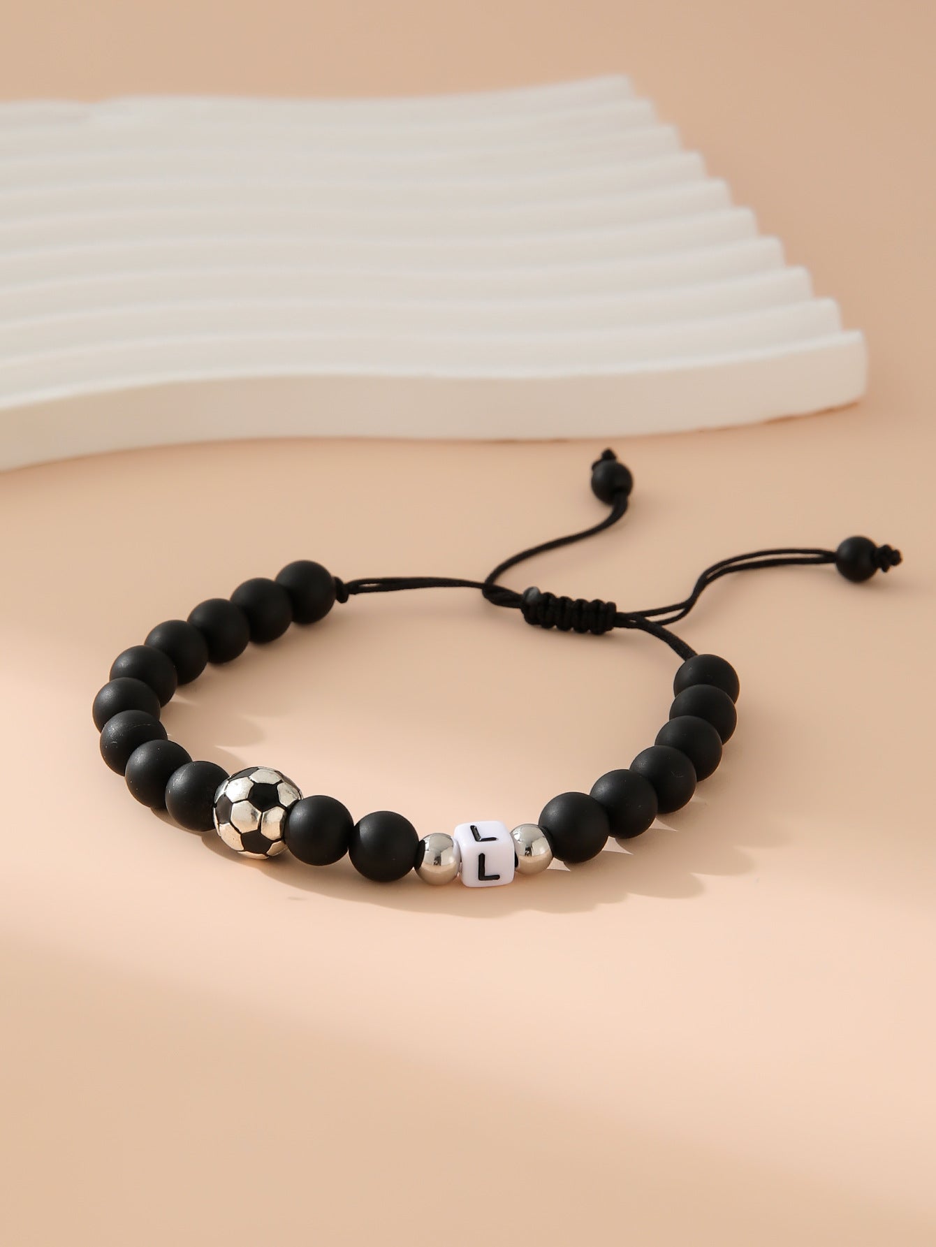 Women's & Men's Black Frosted Football Letters Adjustable For Bracelet