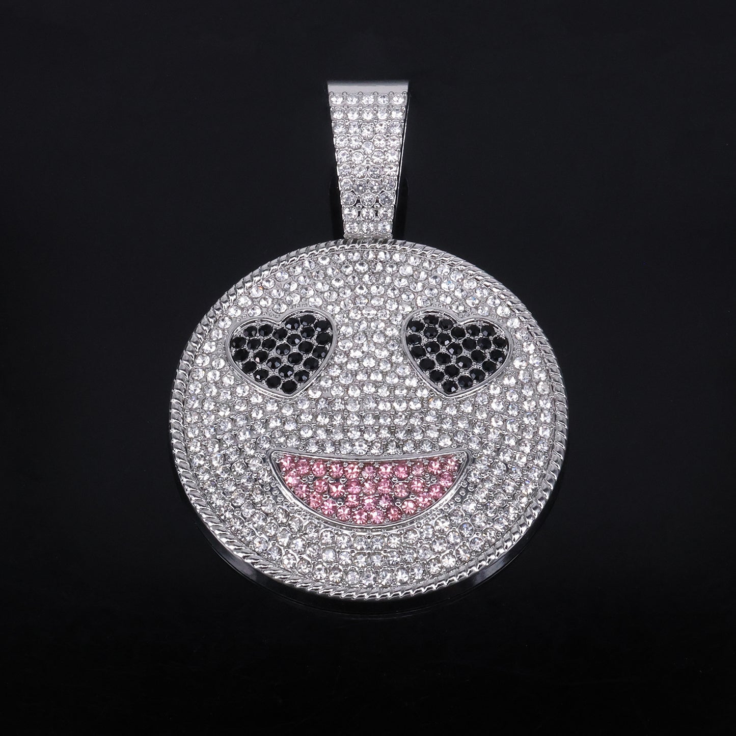 Women's & Men's Smiling Face Love Eyes Jeweled Hip Hop Pendants