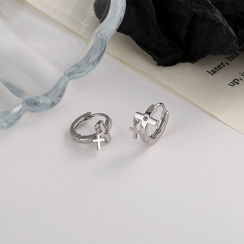 Ancient Cat Ning Punk Tassel Ear Trendy Personality Rhinestone Stud Earrings