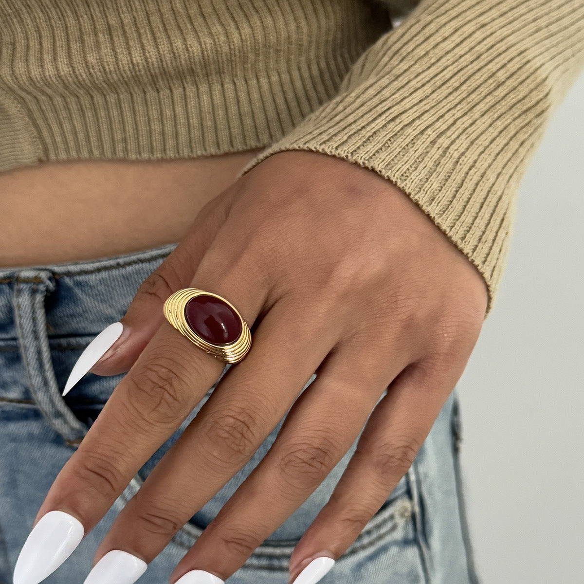 Women's Style Retro Minority Single Design Versatile Ring