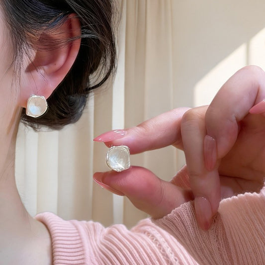 Irregular Opal Ear Clip Exquisite Petite Temperament Wild Female Advanced Earrings