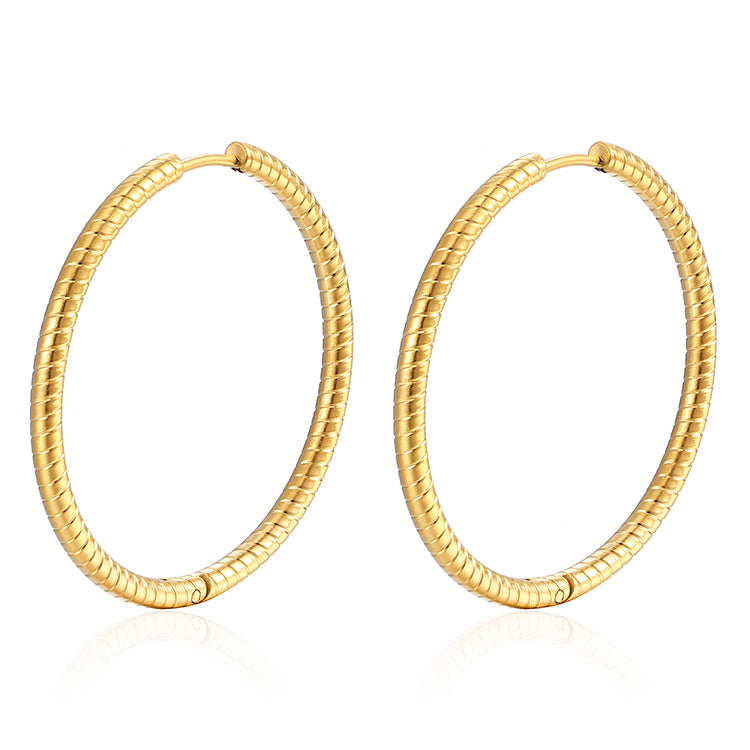 Women's Fashionable Exaggerated Round Stainless Steel Clip Trendy Fashion High-grade Rings