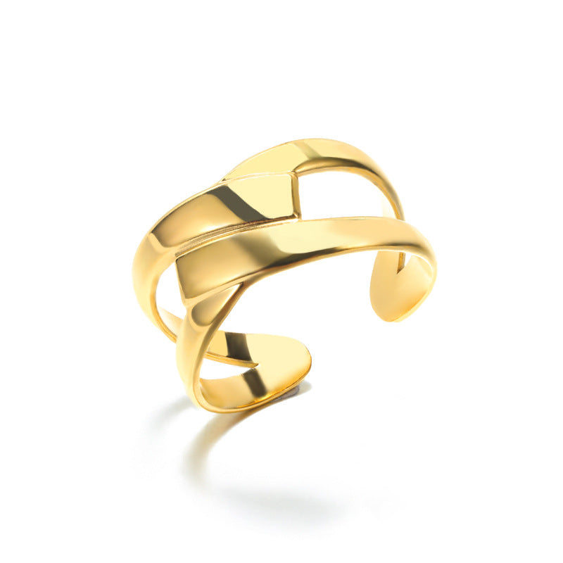 Women's & Men's Vintage Gold Stainless Steel Open For Cross Rings
