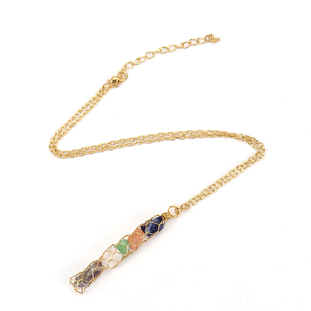 Handmade Winding Natural Gravel Crystal Amethyst Agate Necklace