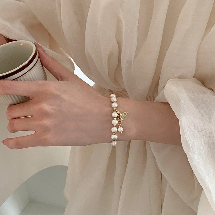 Women's Entry Lux Niche Fishtail Freshwater Pearl Copper Plated Bracelet