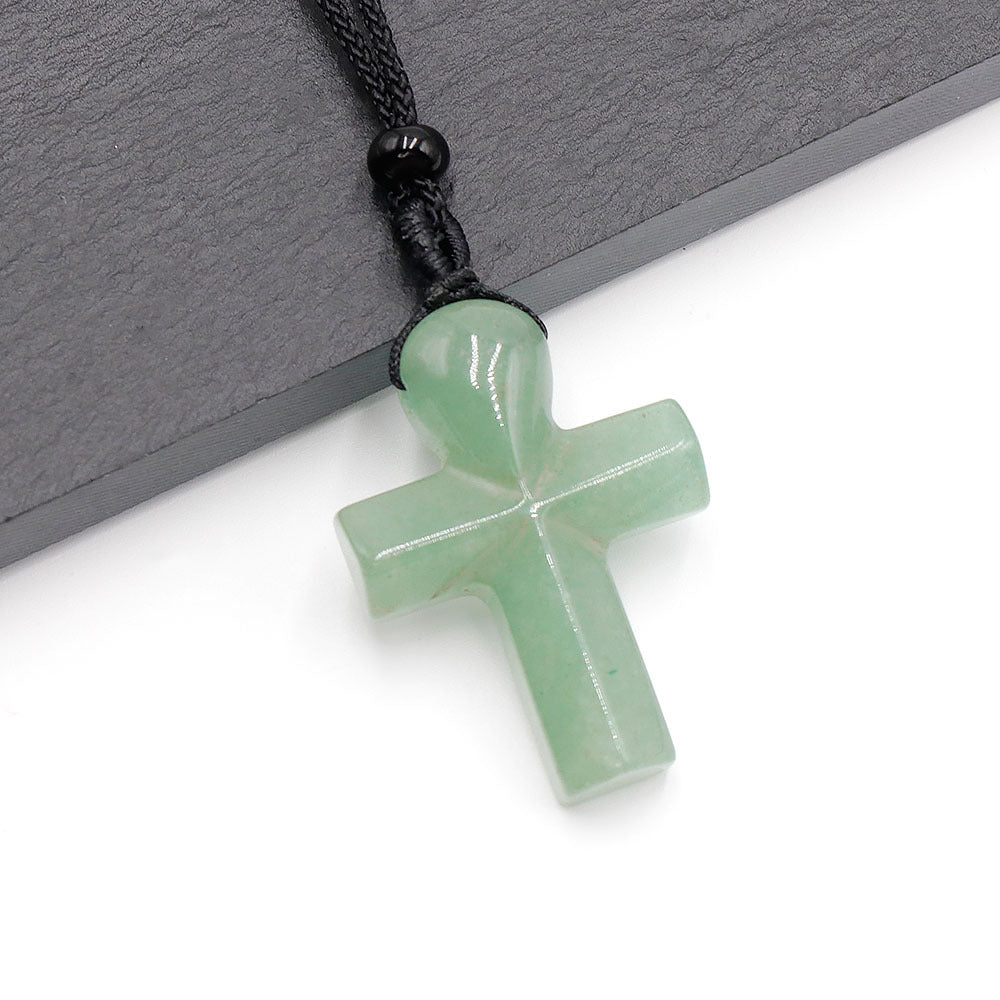 Natural Crystal Thanksgiving Gift Agate Woven Stone Cross Pendants