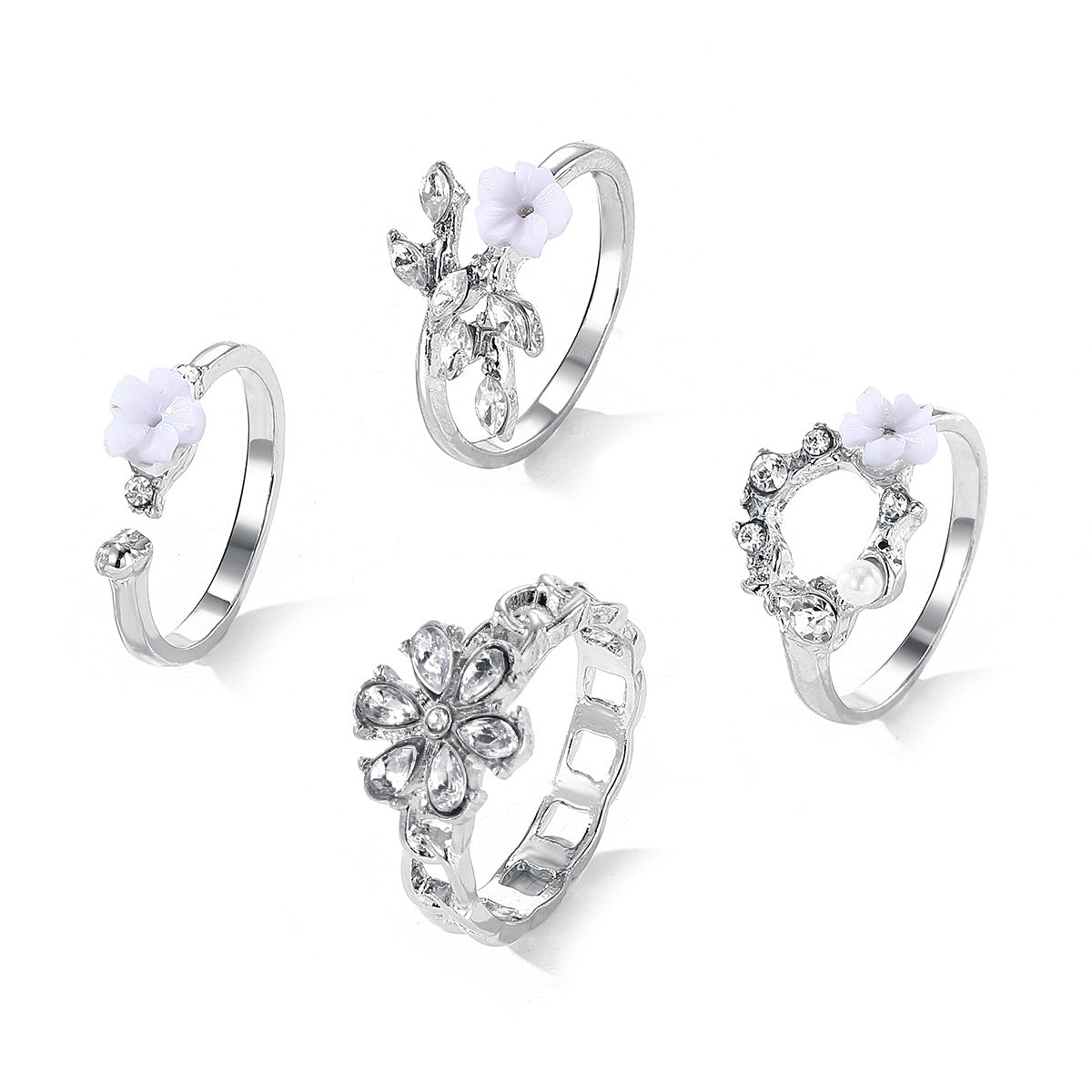 Women's Diamond Flower Fresh Alloy Niche High-grade Ring