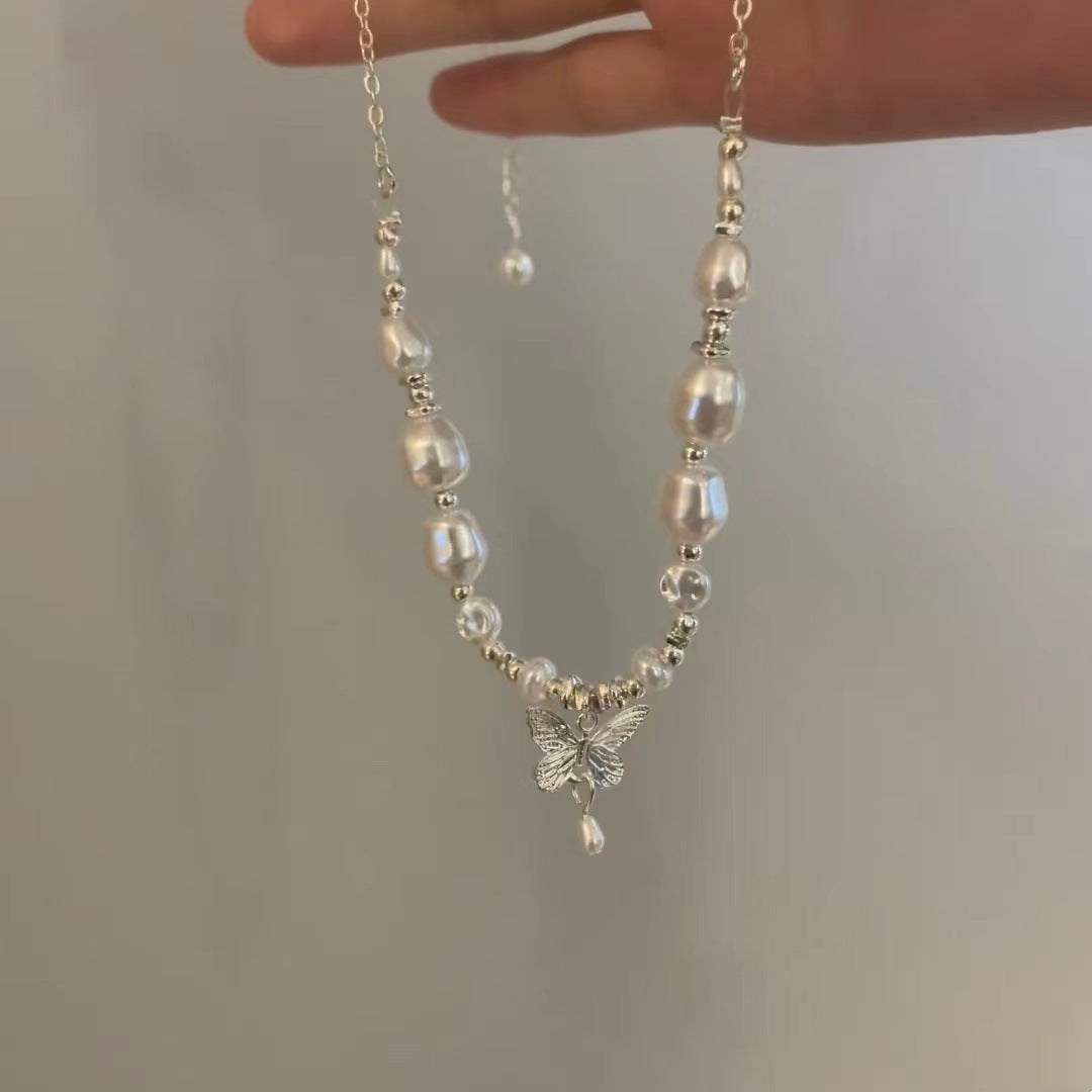 Butterfly Dream Collection Irregular Pearl Temperament Necklace