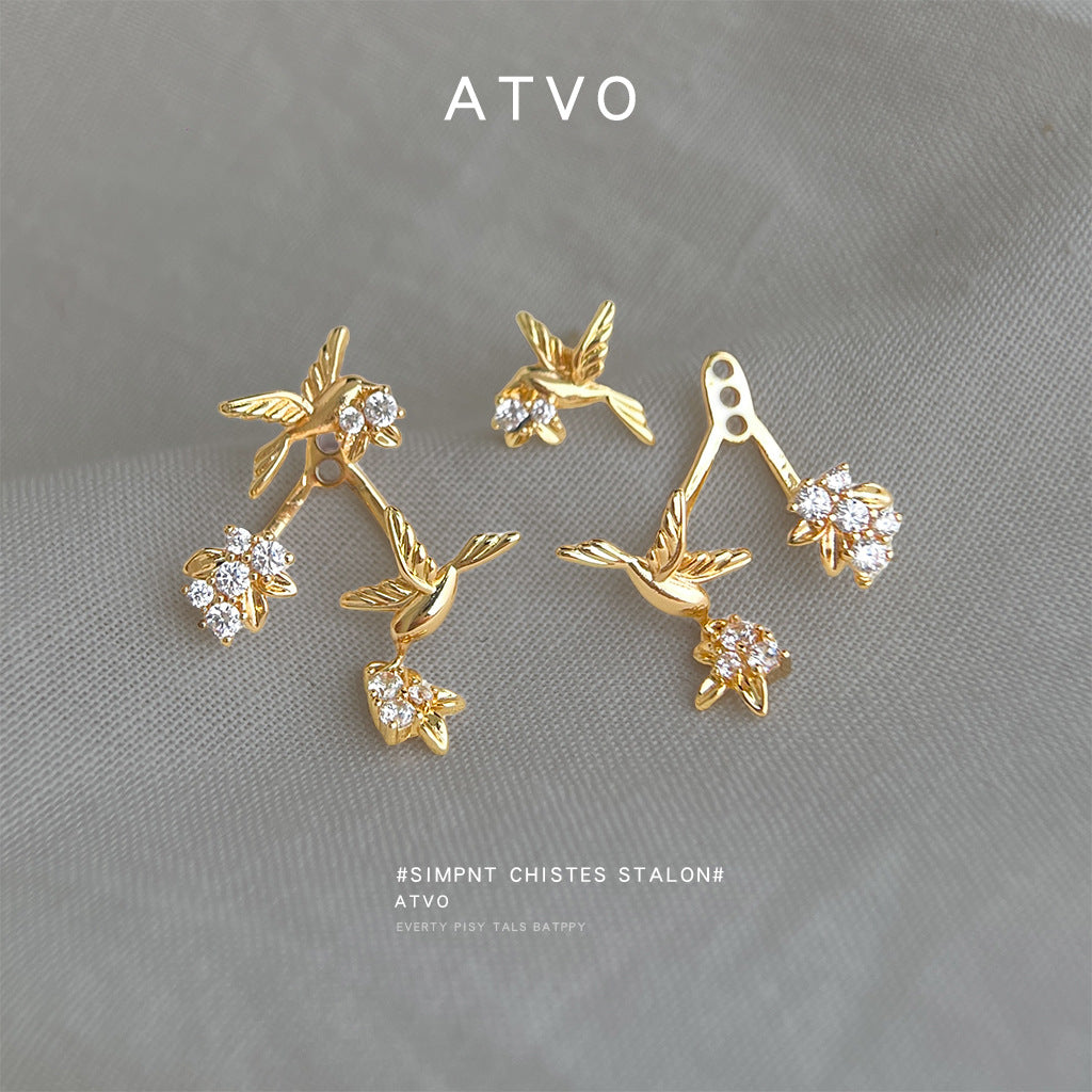 Multiple Ways To Wear Flying Bird Inlaid Zircon Fashion High Earrings