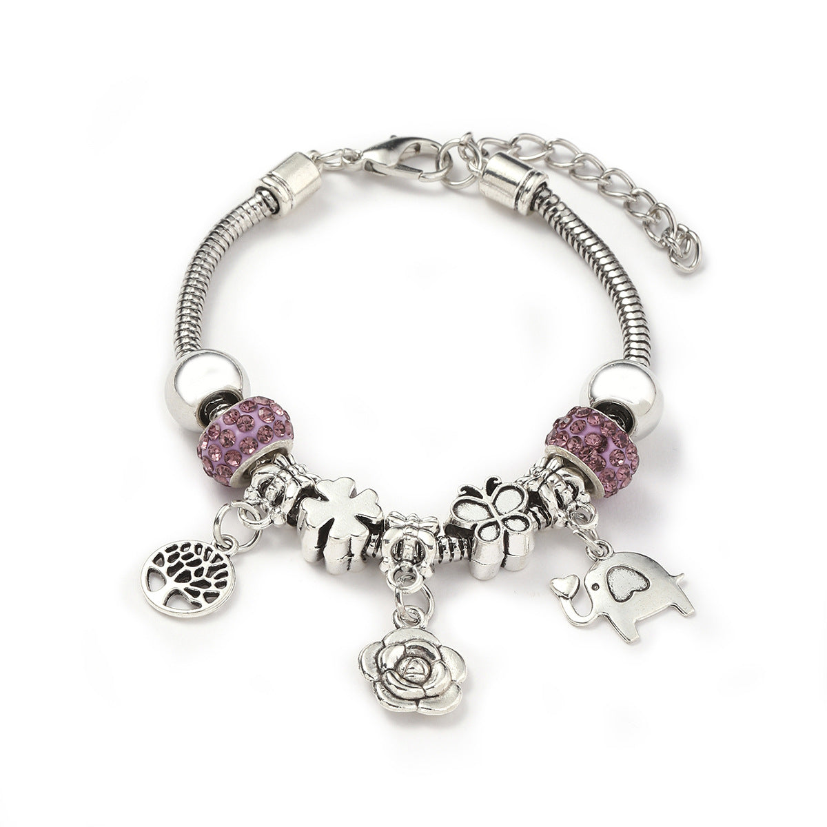 Glass Bead Small Elephant Lucky Tree Retro Transparent Bracelet