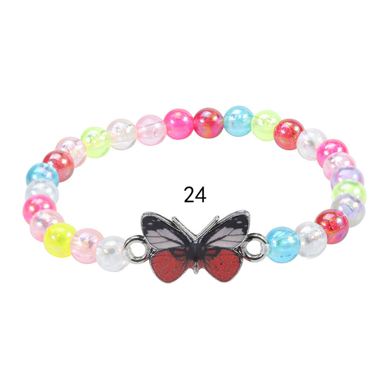 Children's Colorful Beaded Cute Butterfly Kindergarten Birthday Bracelets