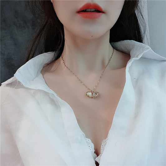 Gold Shell Pearl Does Not Fade Diamond Inlaid Necklaces
