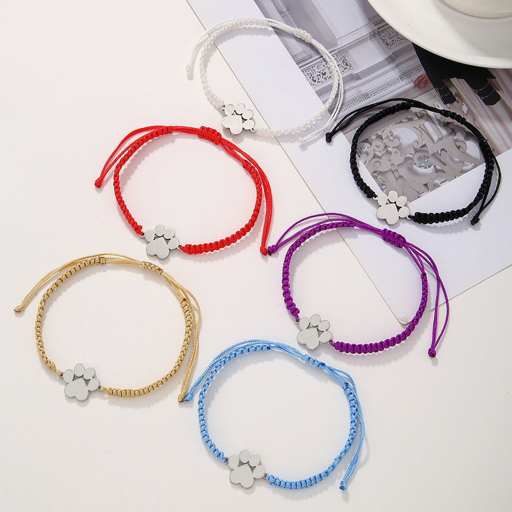 Knot Woven Adjustable Stainless Steel Dog Bracelets