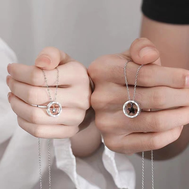 Women's & Men's Couple Memorial Titanium Steel Minimalist Hip Hop Trendy One Necklace