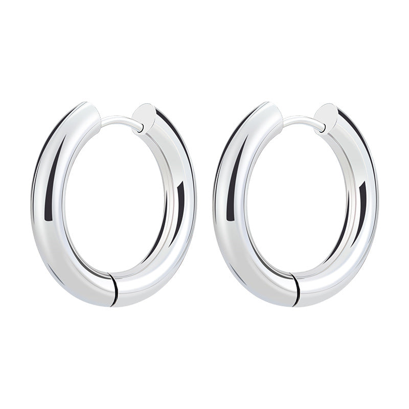 Women's & Men's Stainless Steel Clip Exaggerated Thick Thread Round Large Ear Buckle