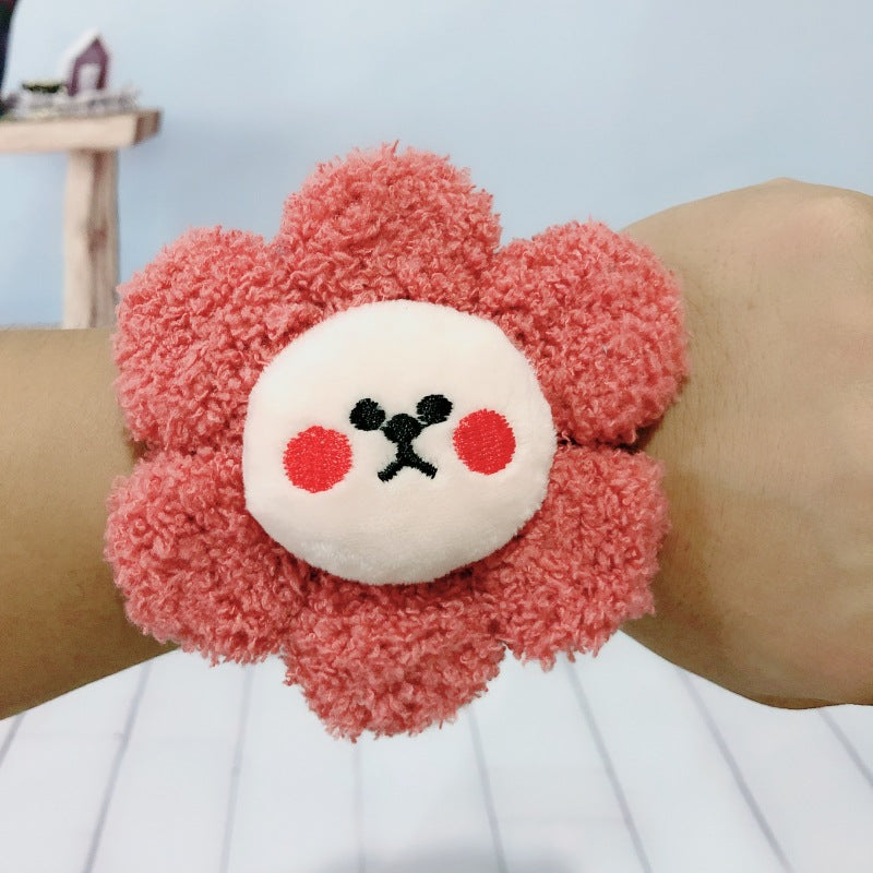 Children's Plush Cartoon Pop Cute Sun Flower Couple Female Dinosaur Slap Bracelet