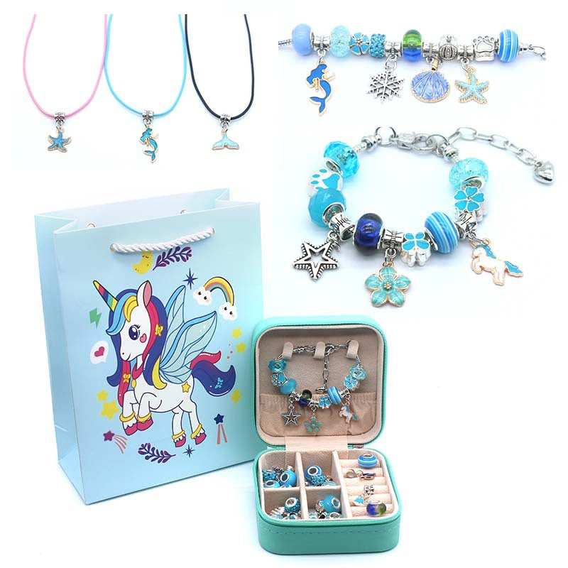 Children's Pink Crystal String Beads Unicorn Cute Bracelets