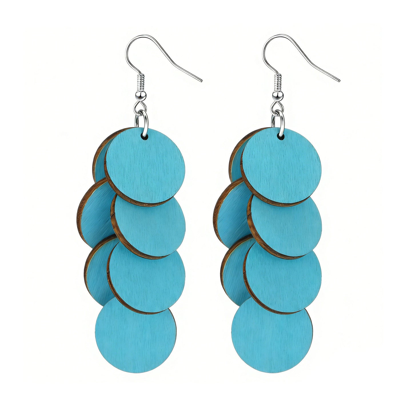 Personality Wood Piece Retro Sweet Vacation Style Beach Earrings