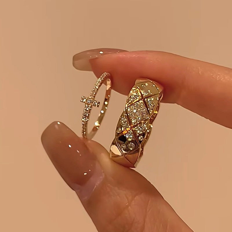 Wide Classic Style Light Luxury Temperament Full Ring