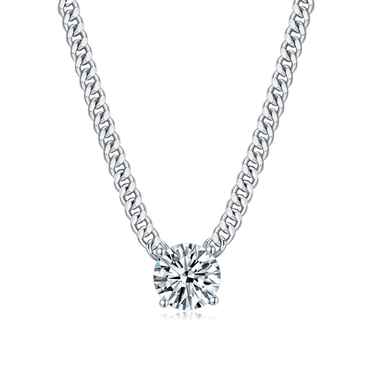 Men's Sier Chain Moissanite Cuban Clavicle Necklaces