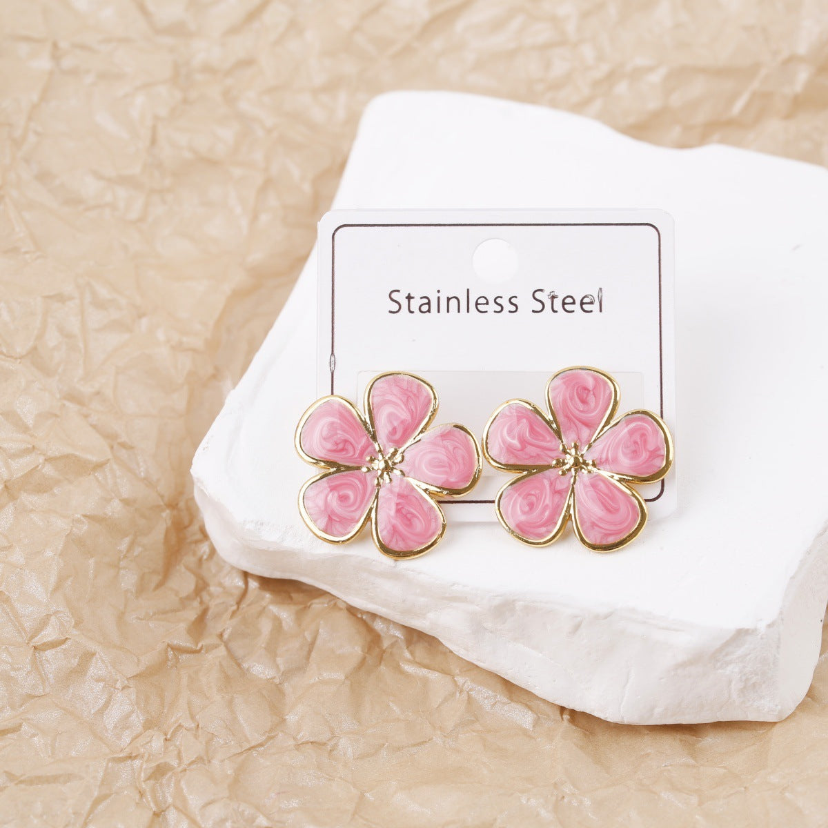 Style Sweet Elegance Metal Glaze Flowers Fresh Stud Earrings