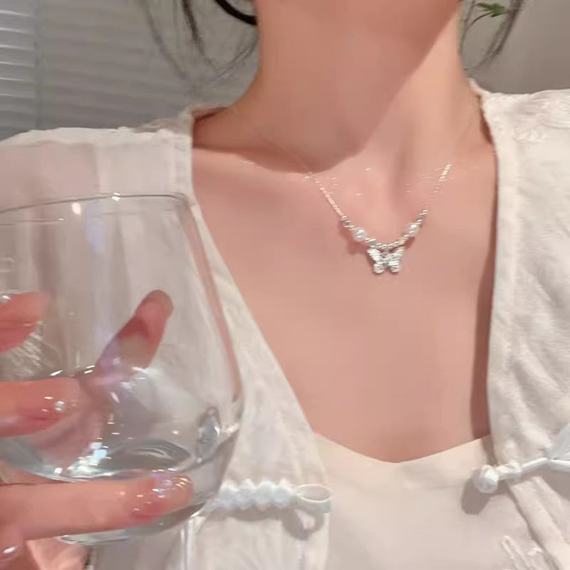 Women's Minority Graceful Butterfly For Fashion Style Retro High Sense Short Necklace
