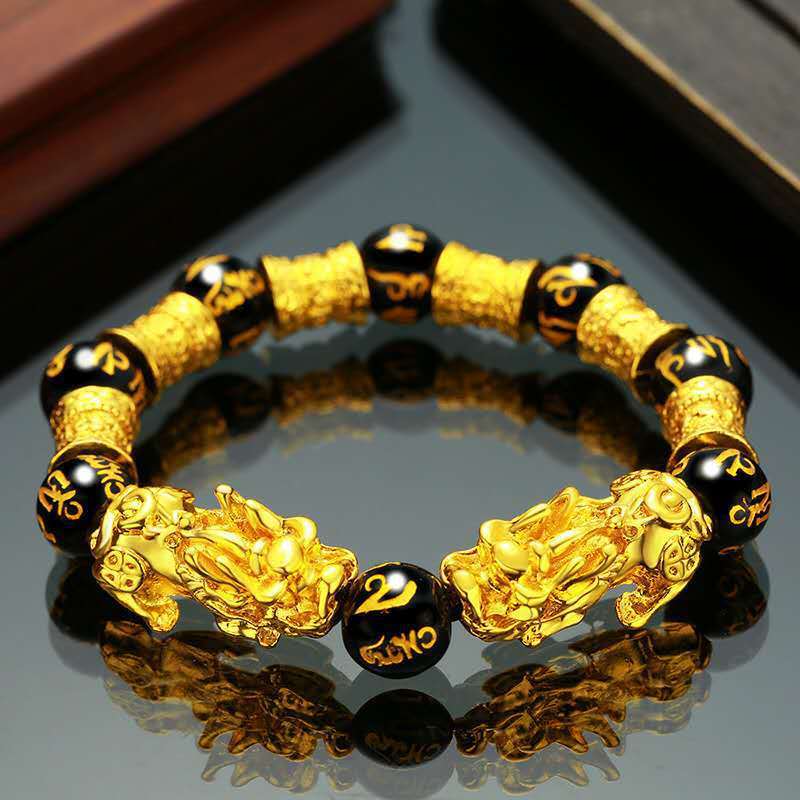 Women's & Men's Vietnam Placer Gold Pi Beads Plated Bracelets