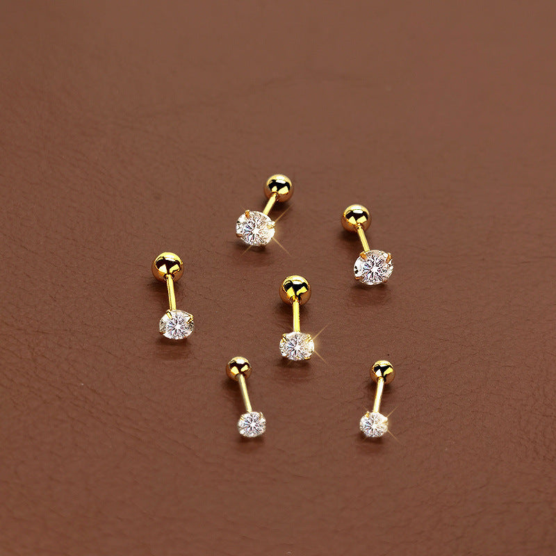 No Need To Take Off Female Small Spiral Bone Stud Earrings
