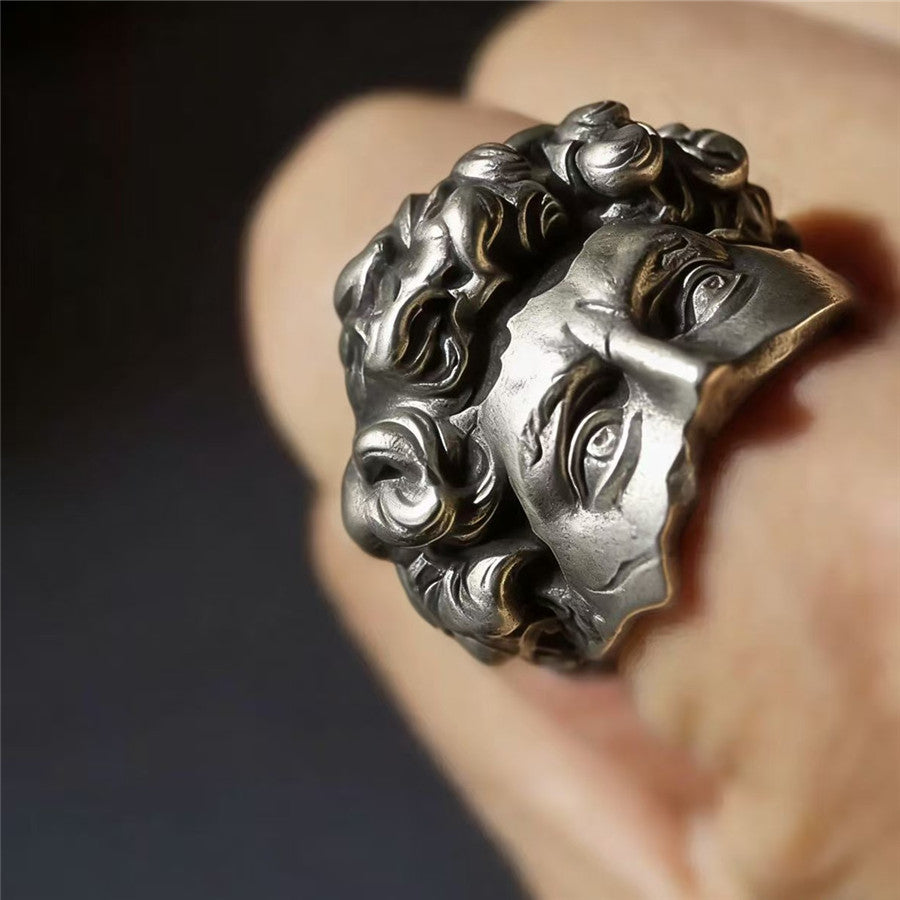Men's Art Niche Trend All Match Index Finger Open Ring