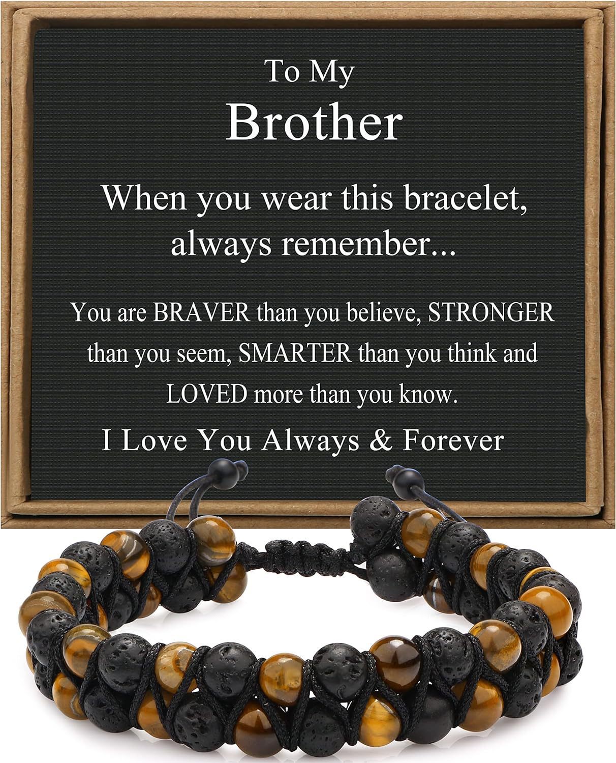 Men's Stone Tiger Eye Woven Adjustable Beaded Bracelet