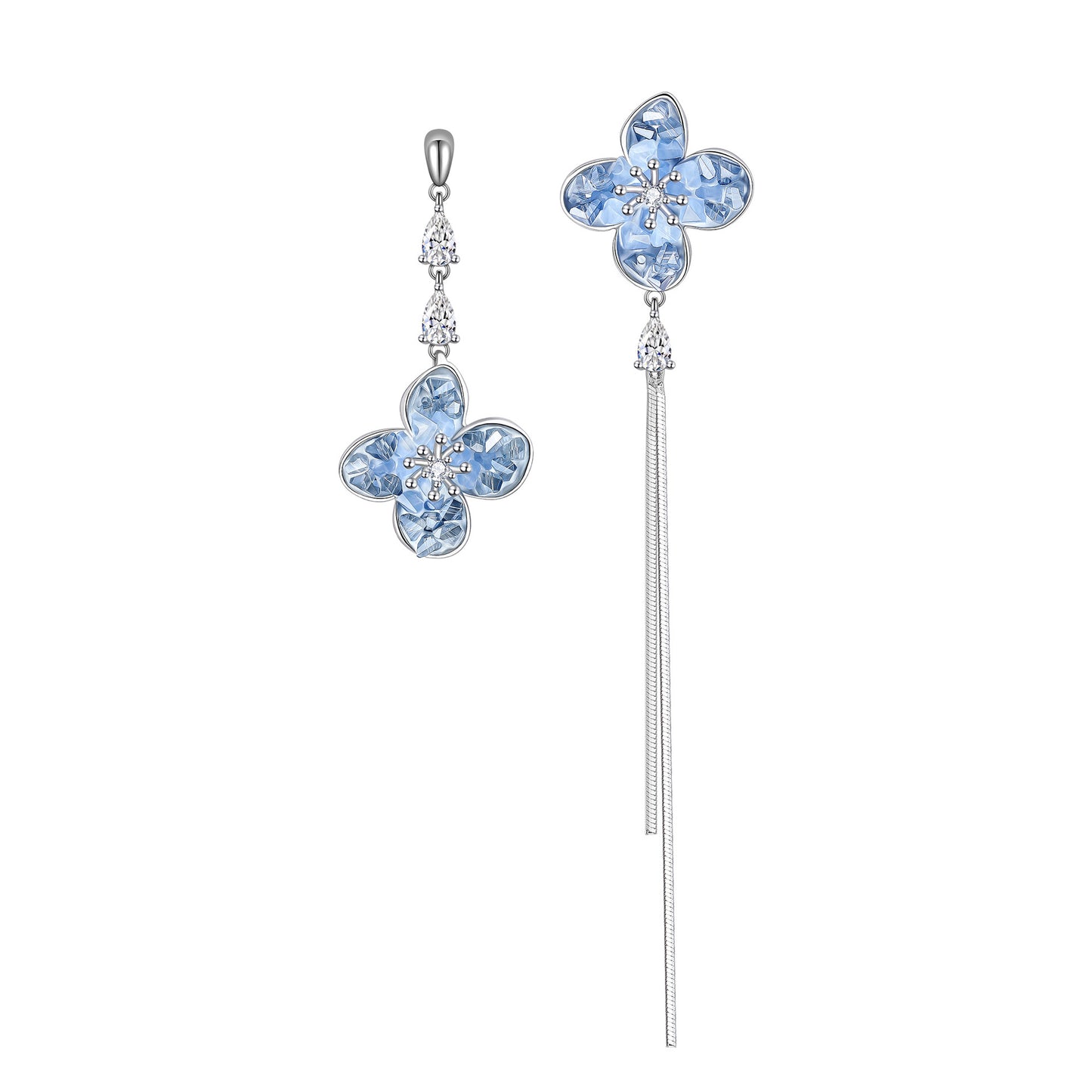 Sea Salt Ice Crystal Crushing Flower Female Gradient Tassel Rings